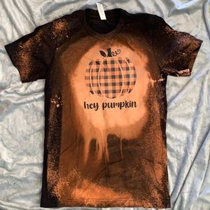 Hello Pumpkin Bleached TShirt, handmade new never worn